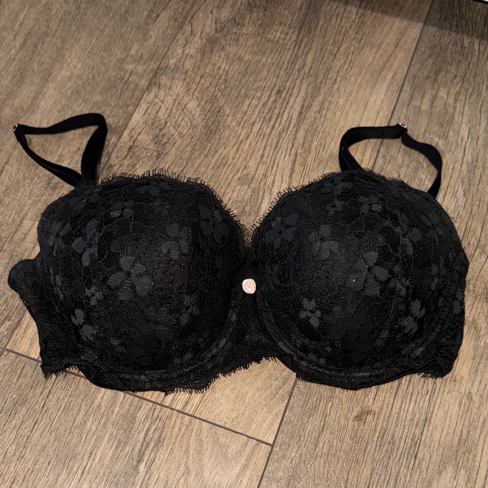 Victoria's Secret Black Floral Lace Bra